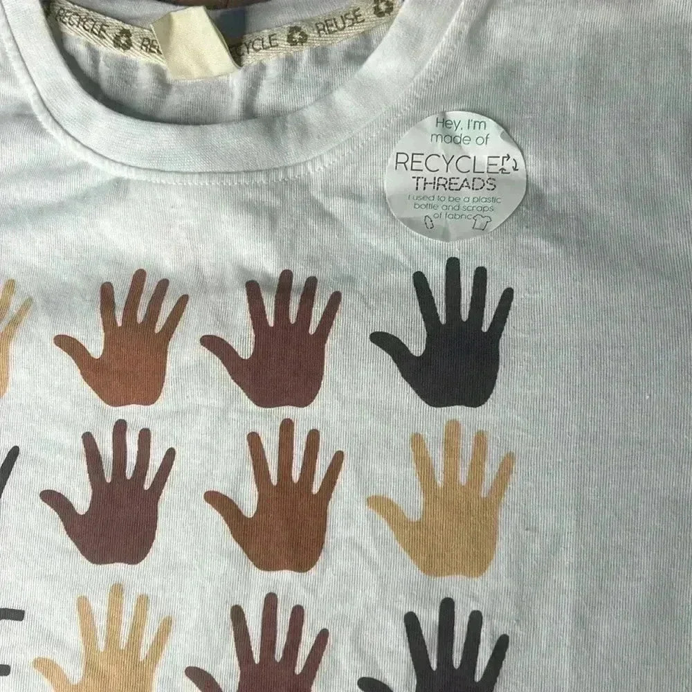 Recycled threads cropped t-shirt size Medium. “We have a voice “ - Picture 2 of 4